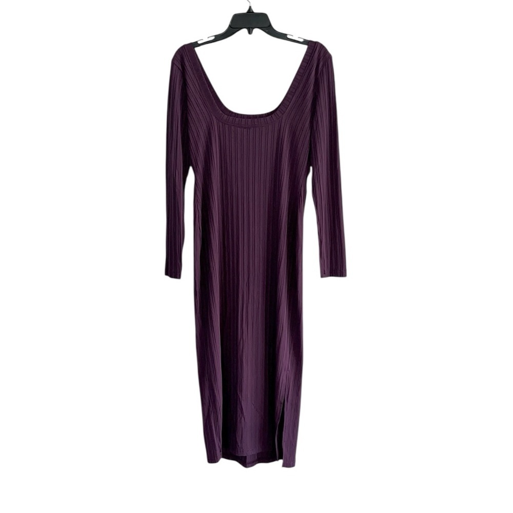 ASOS Deep Purple Long Sleeve Square Neckline Dress Size 8 - Picture 2 of 11